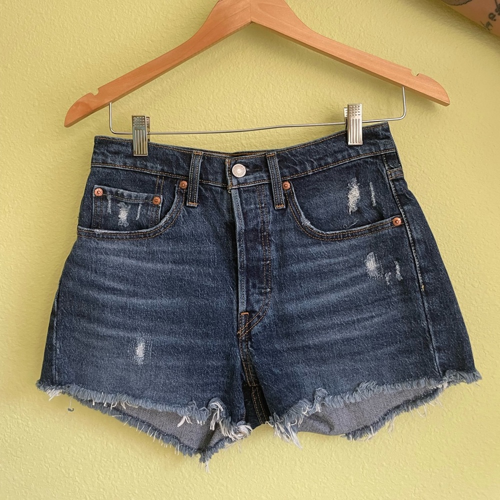 Levi's Blue Distressed Jean Shorts